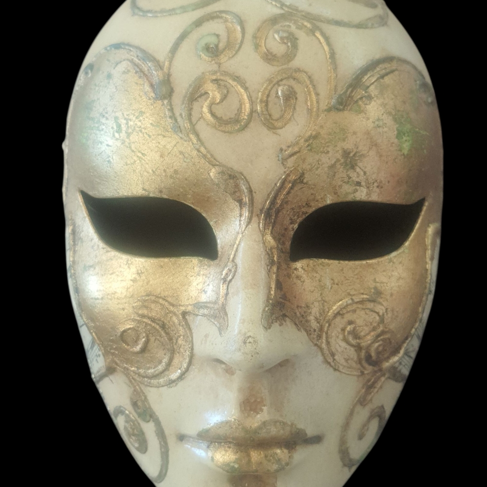 Elegant Gold and Cream Mask Sculpture